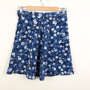 Vintage 90's We Too Floral blue Mini A line Skirt